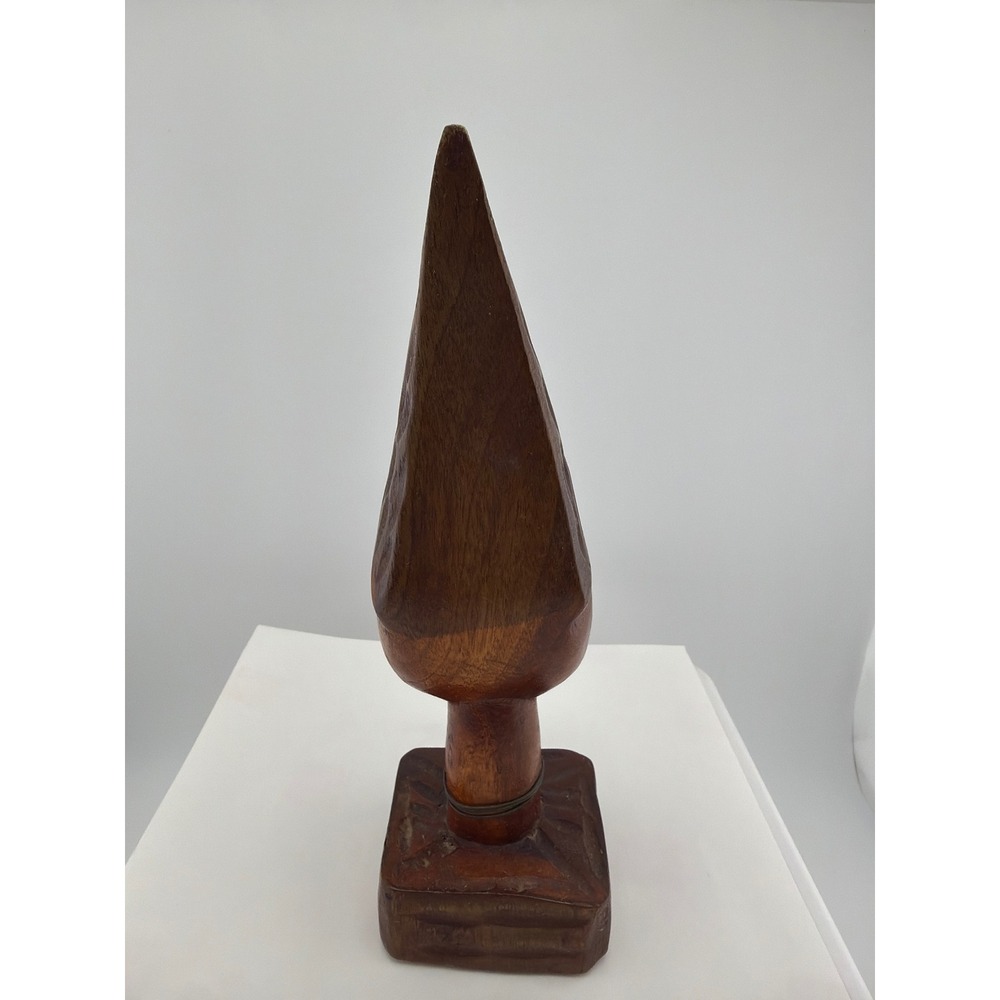Hand Carved Wood Face Sculpture Pedestal Folk Art Decor - Picture 1 of 5